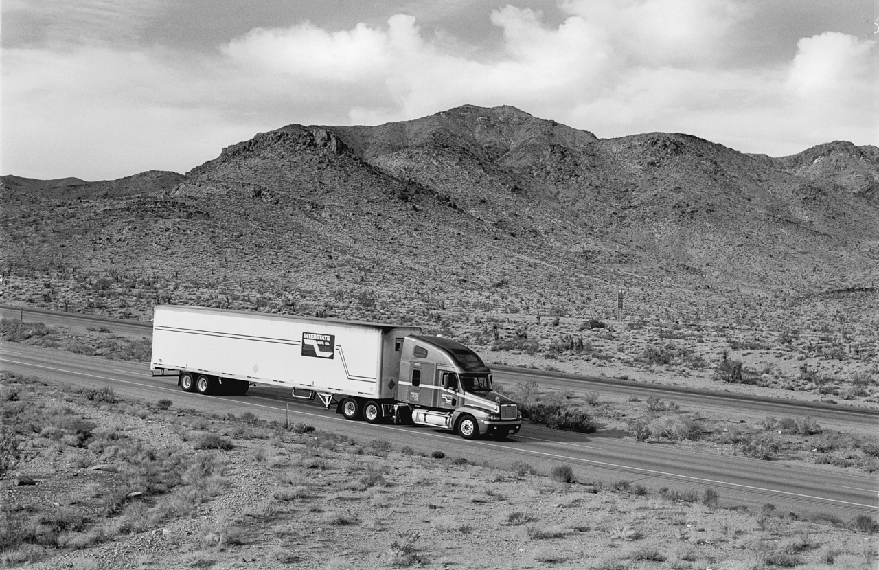 Trucks in the desert.